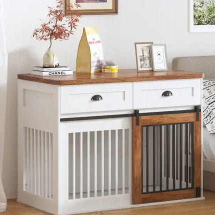 Heavy Duty Furniture Style Dog Cage Wooden Dog Cage Double Door Dog Cage Side Cabinet Dog Cage Dog Crate - CrittersPlus