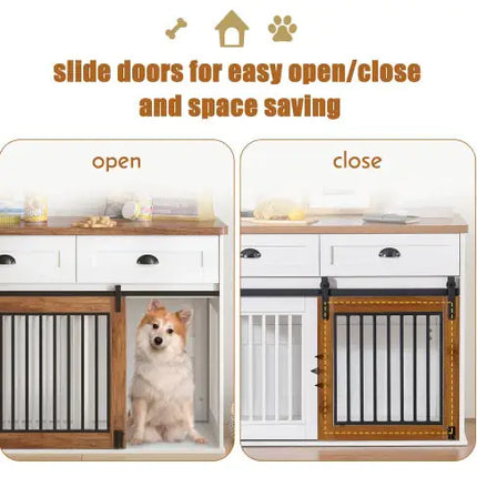 Heavy Duty Furniture Style Dog Cage Wooden Dog Cage Double Door Dog Cage Side Cabinet Dog Cage Dog Crate - CrittersPlus
