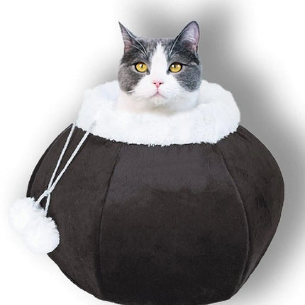 Cozy Plush Cat Cave Bed with Toy Balls - CrittersPlus