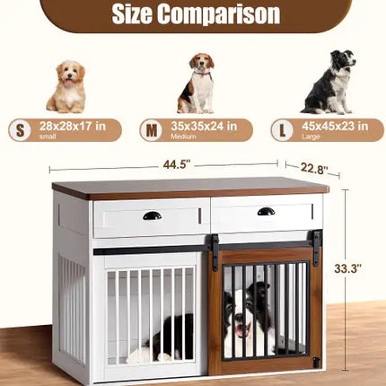Heavy Duty Furniture Style Dog Cage Wooden Dog Cage Double Door Dog Cage Side Cabinet Dog Cage Dog Crate - CrittersPlus