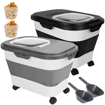 DuoPak 15-20 Lbs Collapsible Dog Food Storage Set with Accessories - CrittersPlus