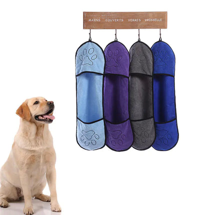Quick Drying Microfiber Pet Bath Towel & Cleaning Gloves