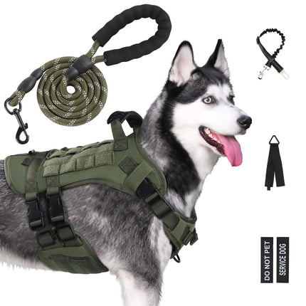 Service Dog Harness with Handle for Medium Large Dogs {GreenLarge)