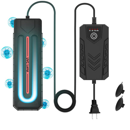 Rutloy UV Aquarium Clean Light with Timer Algae Removal Light Fish Tank LED Light Aquarium Green Clean Waterproof Light for Pond Tank Aquarium - CrittersPlus