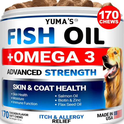 Omega 3 Fish Oil Skin and Coat Supplement 170 Chews
