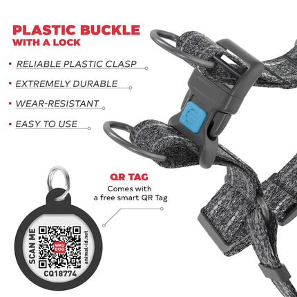 Grey Dog Harness Adjustable for Large Dogs - CrittersPlus
