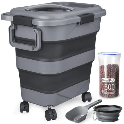 PawPorter 25lb Pet Food Keeper with Wheels and Scoop - CrittersPlus