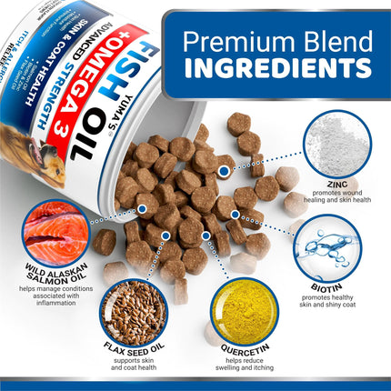 Omega 3 Fish Oil Skin and Coat Supplement 170 Chews