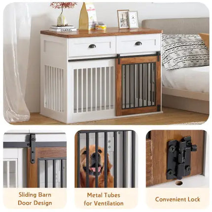 Heavy Duty Furniture Style Dog Cage Wooden Dog Cage Double Door Dog Cage Side Cabinet Dog Cage Dog Crate - CrittersPlus