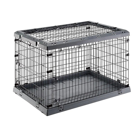 Ferplast Superior Hybrid ECO Dog Crate and Playpen Environmentally Friendly Dog Crate Made with Recycled Plastic 42-Inch Gray - CrittersPlus