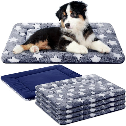 VitalCozy 4 Pcs Dog Bed Mat Dog Crate Pad Reversible Dog Crate Mat Machine Washable Dog Bed Pad Star Pet Sleeping Mat Kennel Bed Pad for Crate for Small Medium Large Dog (Blue 18 x 24 x 1.6 Inch) - CrittersPlus