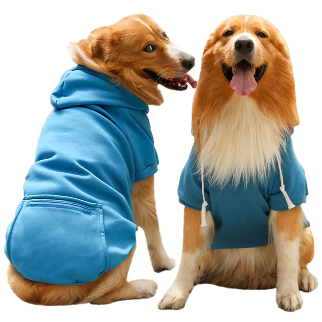 Dog Hoodie Pet Clothes Dog Hoodies with Pocket Basic Hoodie Sweater for Small Medium Large Dogs Blue L - CrittersPlus