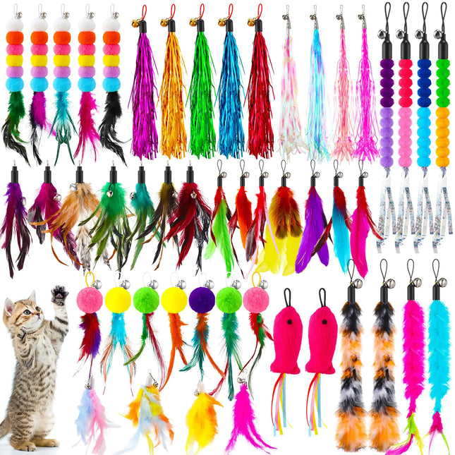 Cosblank 50 Pcs Cat Feather Toys - CrittersPlus