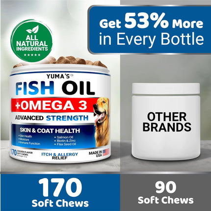 Omega 3 Fish Oil Skin and Coat Supplement 170 Chews