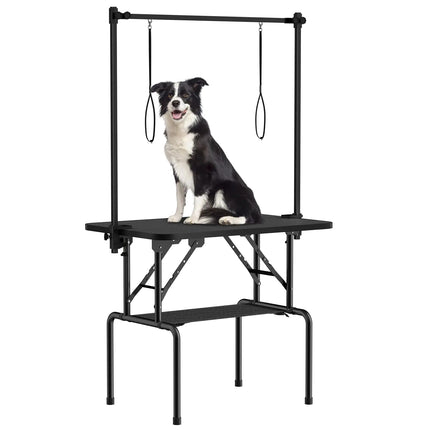 ROOMTEC 36 Inch Dog Grooming TableFoldable Pet Grooming Tables at Home with Adjustable ArmNooses Mesh Tray - CrittersPlus