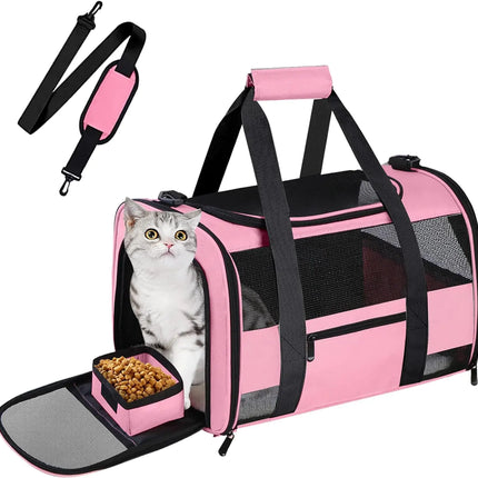 Collapsible Soft Sided Pet Carrier for Kitten Puppy 25 Lbs Pink