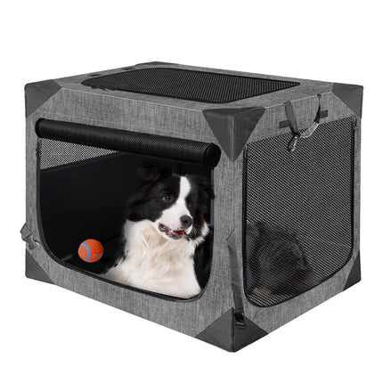 Nottia 36 Inch Dog CratesCollapsible Soft Dog Crate for Large Dogs Chew Proof Mesh Window 3 Door Design Indoor & Outdoor Portable Travel Dog Crate(Dark Gray) - CrittersPlus