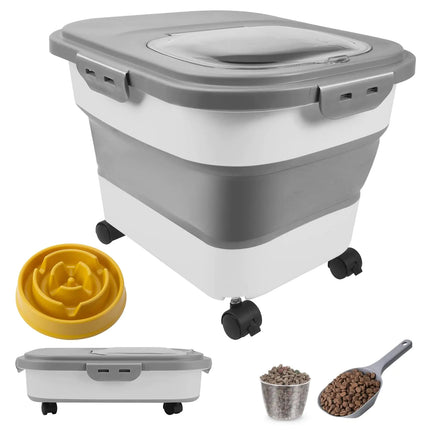 20lbs Dog Food Storage Container Collapsible Grey)