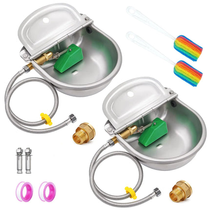 2 Pcs Automatic Water Bowl Dispenser 304 Stainless Steel