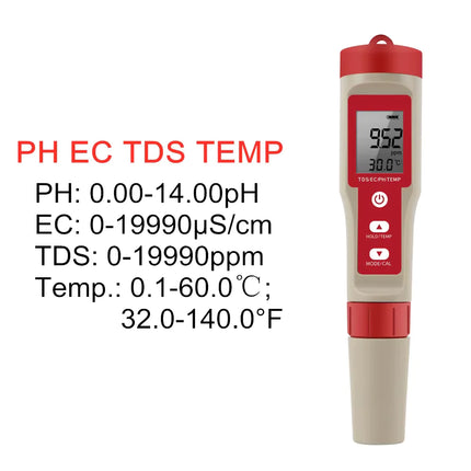 4 in 1 Digital Hydroponics Aquarium Water Test Pen - CrittersPlus