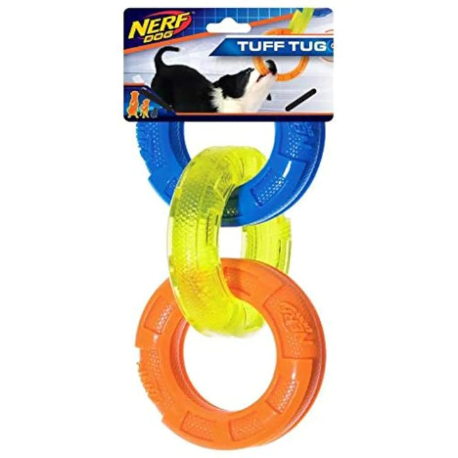 Nerf Dog 7.5in Rubber 3-Ring Tug Toy - CrittersPlus