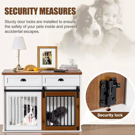 Heavy Duty Furniture Style Dog Cage Wooden Dog Cage Double Door Dog Cage Side Cabinet Dog Cage Dog Crate - CrittersPlus