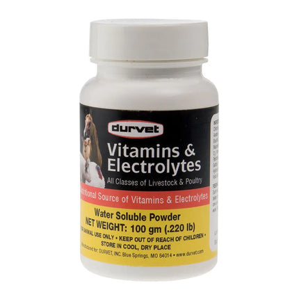 Durvet 698468 Vitamins & Electrolytes for Livestock & Poultry 100G - CrittersPlus