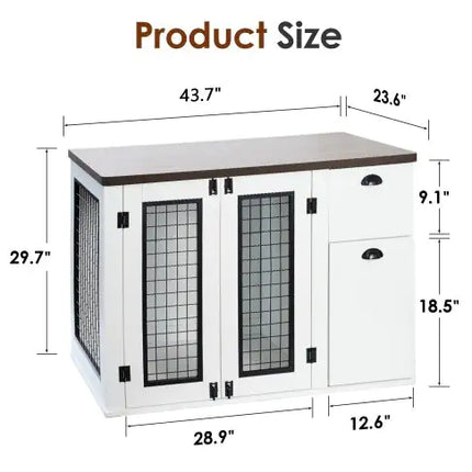 Furniture Style Dog Cage, Wooden Dog Cage, Double Door Dog Cage, Side Cabinet Dog Cage, Dog Crate - CrittersPlus