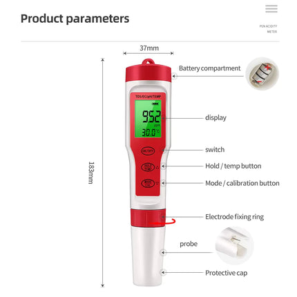 4 in 1 Digital Hydroponics Aquarium Water Test Pen - CrittersPlus
