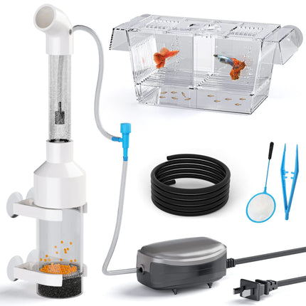 Fish Egg Incubator Tumbler Aquarium Cichlids Fish Hatchery with Aquarium air Pump，Isolation Fish Breeding Box Small Fish net and Small Aquarium tweezer - CrittersPlus
