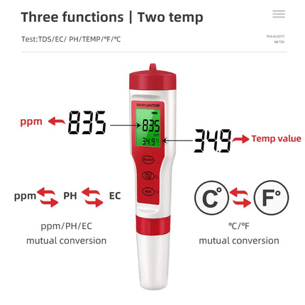 4 in 1 Digital Hydroponics Aquarium Water Test Pen - CrittersPlus